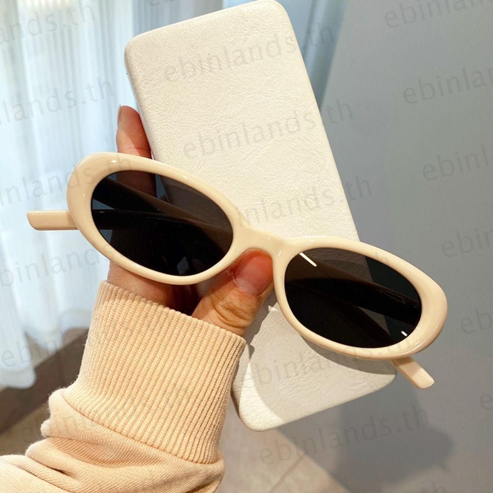 EBINLANDS แว่นตากันแดดรุ่น Retro สไตล์วินเทจ กรอบทรงElliptic กันแสงสะท้อน สีดำ เสริมความเท่ในการเดินทาง
