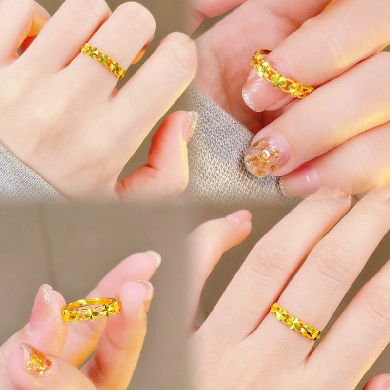 แหวนสี่ใบเสมา สำหรับผู้หญิง แหวนแฟชั่นทองชุบ สัญลักษณ์แห่งโชคลาภ ของขวัญสุดพิเศษสำหรับคนรัก