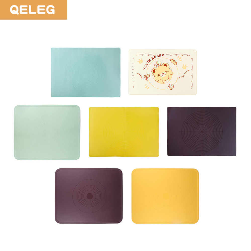 QELEG 3 รูปแบบซิลิโคนนวด Mat Pastry Dough Mat Pastry Mat Non-Stick และ Anti-Slip ซิลิโคน Rolling MAT