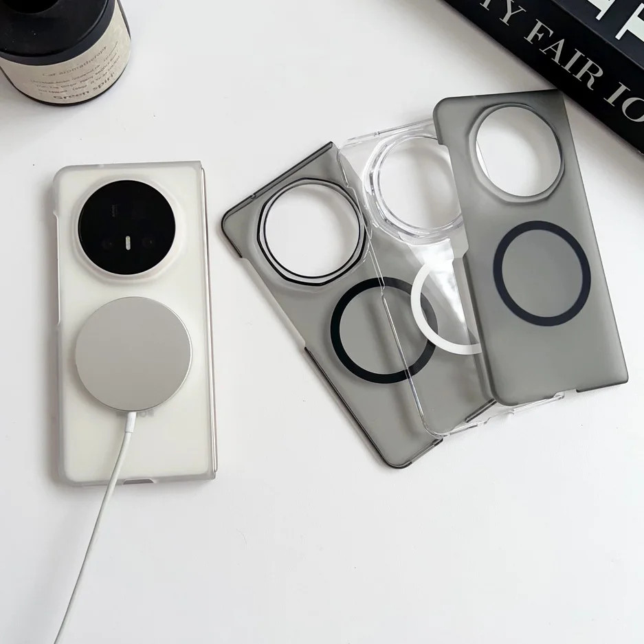 เคสแหวนดูดซับแม่เหล็กโปร่งใสและโปร่งแสงสําหรับ Honor Magic V5 Magnetic Wireless Charger Protector Co