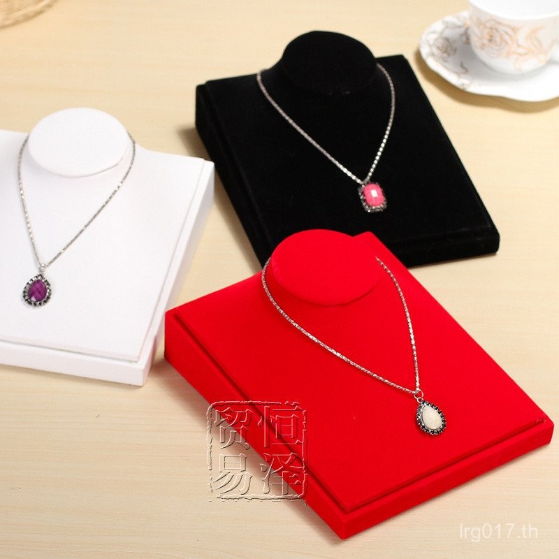 แนวนอนภาพบุคคลสร้อยคอยืนแสดงเครื่องประดับแผ่นแสดงภาพหนังสีขาวหนังนิ่มสร้อยคอยืนแสดง ZMC8