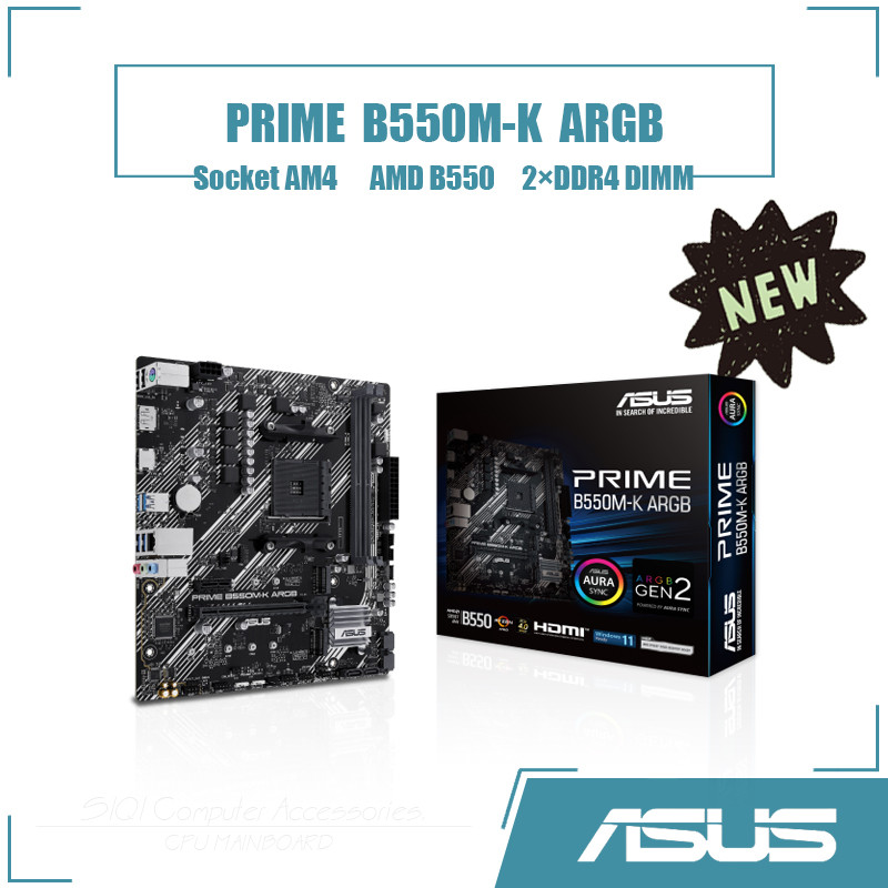 [ใหม่] ASUS PRIME B550M-K ARGB เมนบอร์ด 2DDR4 DIMM AMD B550 ซ็อกเก็ต AM4 เมนบอร์ดเดสก์ท็อป