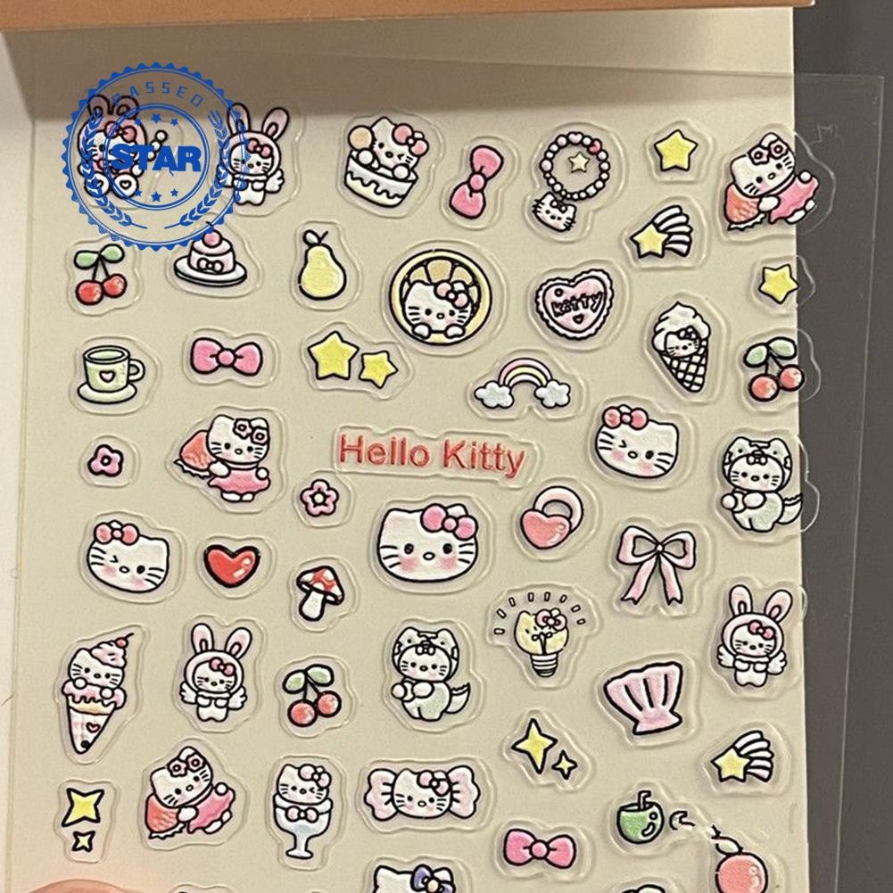 UMI น่ารัก Hello Kitty Cat Kuromi สติกเกอร์การ์ตูนความงามสูงเล็บสติกเกอร์การ์ตูนสติกเกอร์เล็บ 3d Q8o