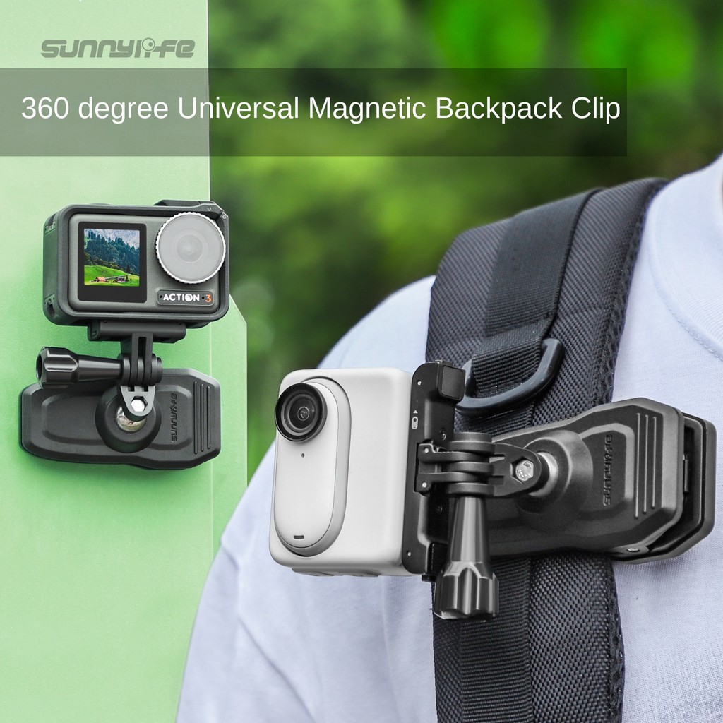 Sunnylife OSMO 360/Action5Pro/Insta360X5 Universal Magnetic Bracket GO3 Sports Camera Backpack Clip