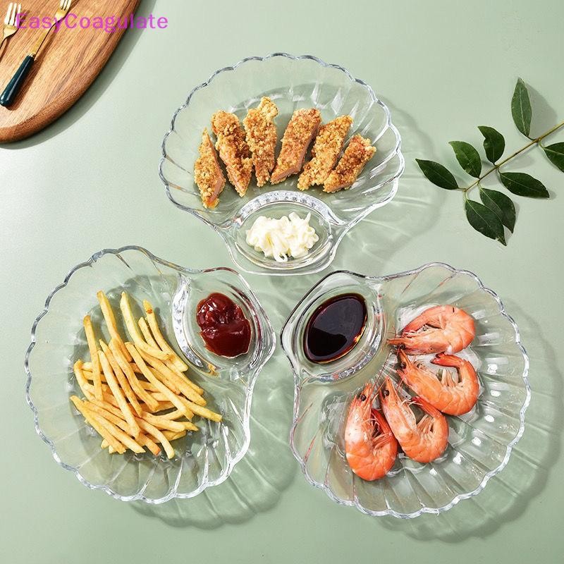 Eas 1PC SHELL DishTransparent Dumpling แผ่นน้ําส้มสายชูจานน้ําส้มสายชูซูชิอาหารเช้าผลไม้แห้งขนมขบเคี้ยว SHELL Spitting จาน Ate