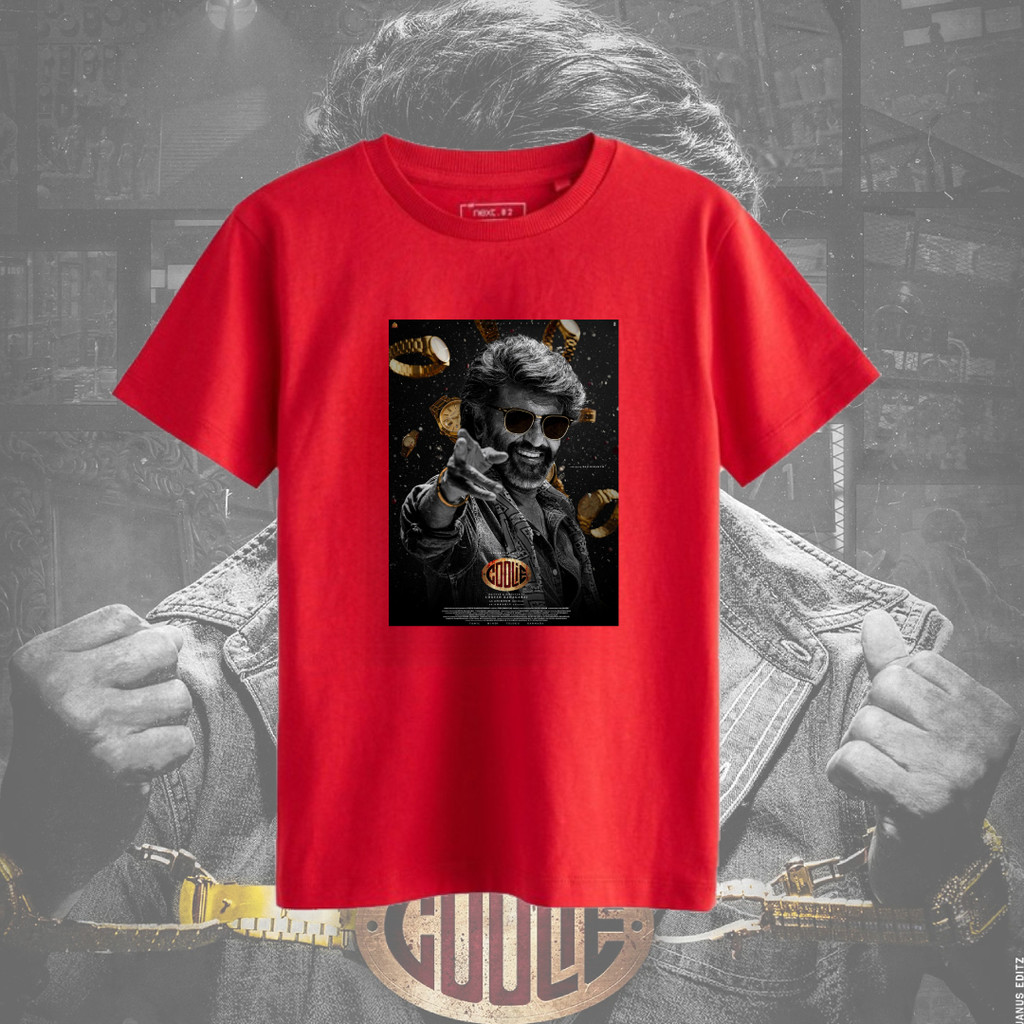 Coolie Rajini T เสื้อ SUPER STAR RAJINI เสื้อ Coolie ภาพยนตร์ 100% ผ้าฝ้ายแขนสั้นสําหรับ Unisex ผู้ห