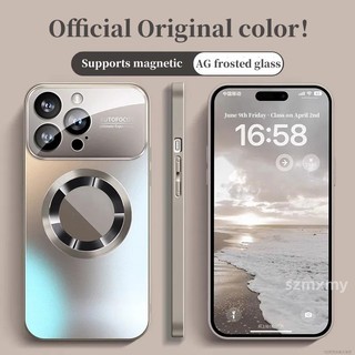 Luxury CD Ring Magnetic Matte Case สําหรับ IPhone 11 15 14 12 13 16 Pro Max 15Plus 14Plus แก้วเลนส์ป้องกัน AG Cover