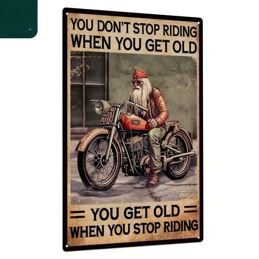 ป้ายโลหะขี่วินเทจ 2D-7.8x11.8 "Arte De La Pared Retro , Bar Y Man Cave Decor