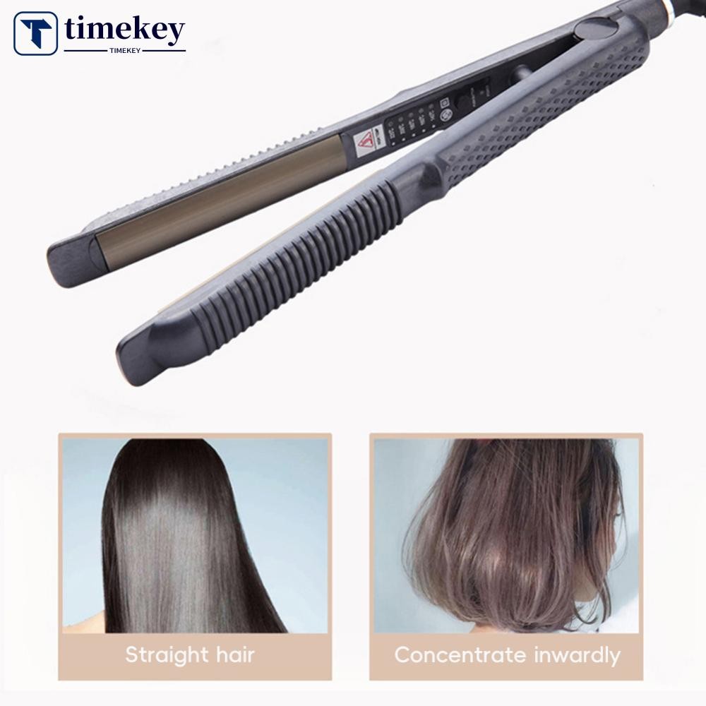 TME US/EU/UK Plug 2-in-1 Hair Straightener Curler Mini เหล็กแบนสําหรับ Bangs แบบพกพาขนาดเล็ก Wavy Cu