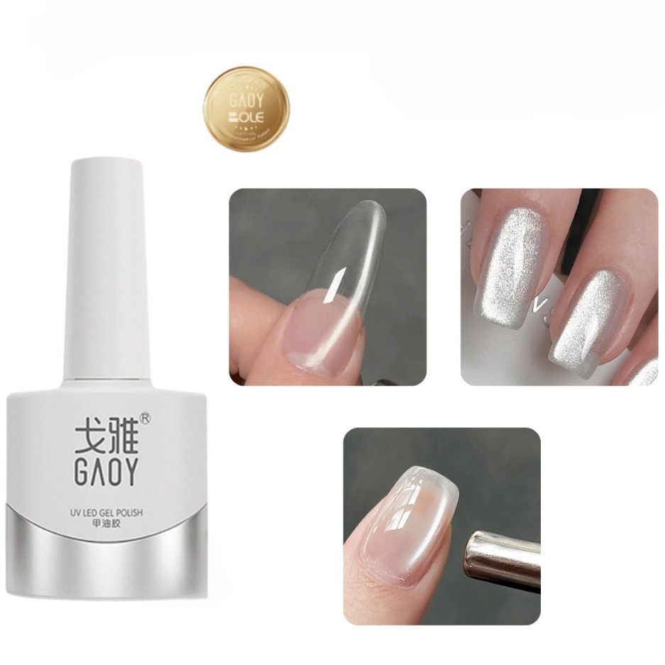 ลูกแก้วเงิน  GAOY ลูกแก้วขาว Cat's Eyes แคทอายขาว ทาทับสีอื่นได้ 11ml -Janelle
