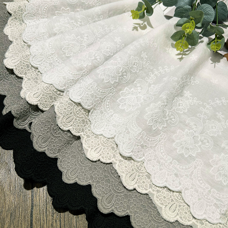 กระโปรงผู้หญิง Mori Series Pastoral ทำจากผ้าฝ้ายคุณภาพสูงปักลูกไม้ เหมาะสำหรับ DIY หรือตกแต่งบ้าน