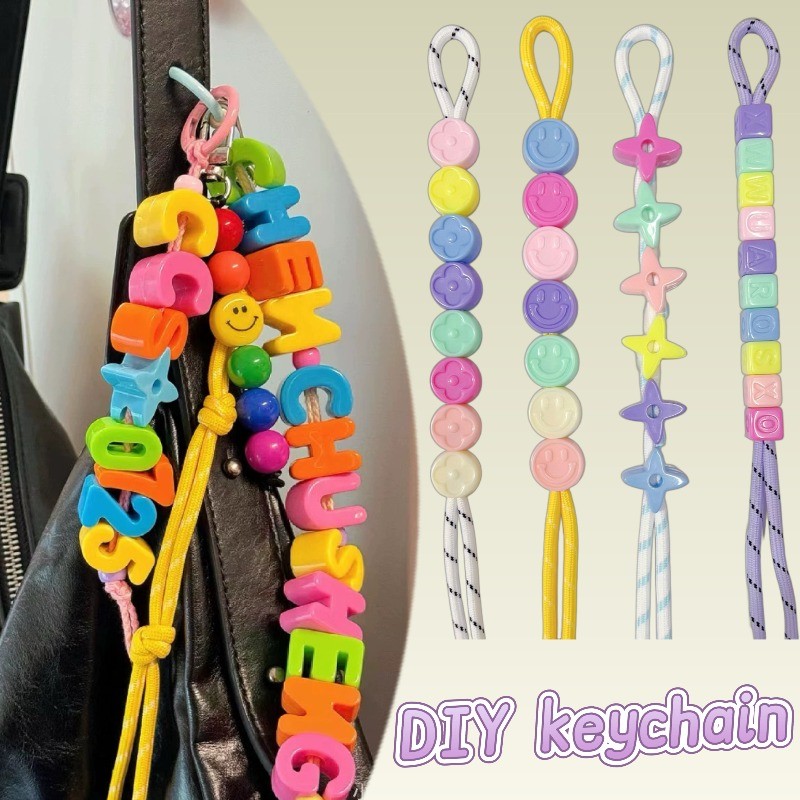 Maccarn สี 26 ตัวอักษรส่วนบุคคล Handmade ชื่อตัวเลขพวงกุญแจ DIY กระเป๋าแขวนจี้สําหรับครอบครัวของขวัญเพื่อน