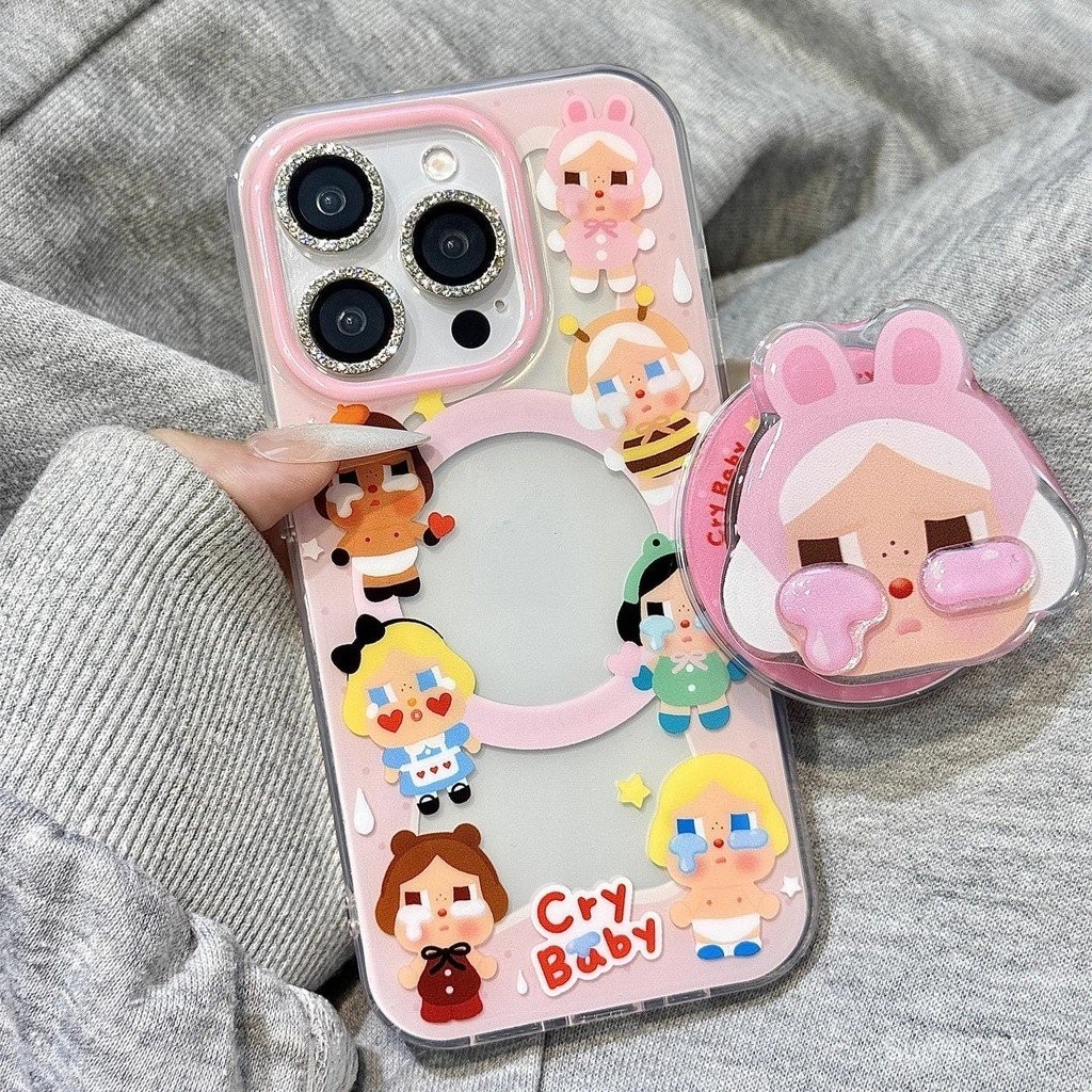 เคสโทรศัพท์ เหมาะสําหรับ iPhone 7 8 X XS XR XSMAX 11 12 13 14 15 16 17 Pro max Plus สามมิติร้องไห้สาวแม่เหล็กรวมทุกอย่างเคสนิ่มกันกระแทกกันกระแทกกันกระแทกเคสเธอ