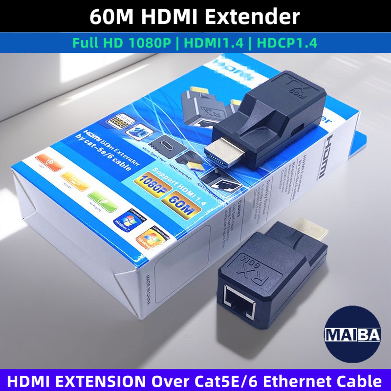ใหม่ สายเคเบิลขยายสัญญาณอีเธอร์เน็ต HDMI Cat6 1080P HDMI เป็น RJ45 60 ม. สําหรับ PC HDTV DVD