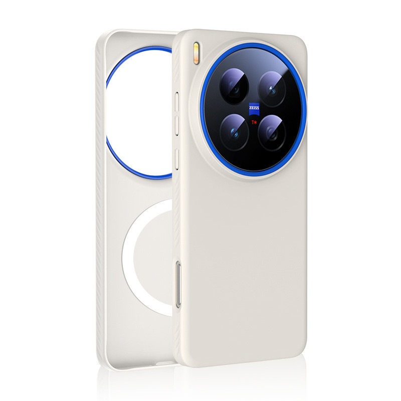 Matte Skin แม่เหล็กดูดเคสโทรศัพท์สําหรับ Vivo X200 Pro Mini X200S X300 Ultra X300S iqoo 13 15 เลนส์สีฟ้ากันชน + Non-slip Edge Hard Shell