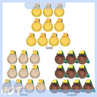 [จัดส่งในพื้นที่] ชุดเหรียญรางวัล 10 ชิ้น พร้อมริบบิ้นคอ ทอง เงิน บรอนซ์ สำหรับกีฬา การแข่งขัน งานแสดงความสามารถ งานปาร์ตี้