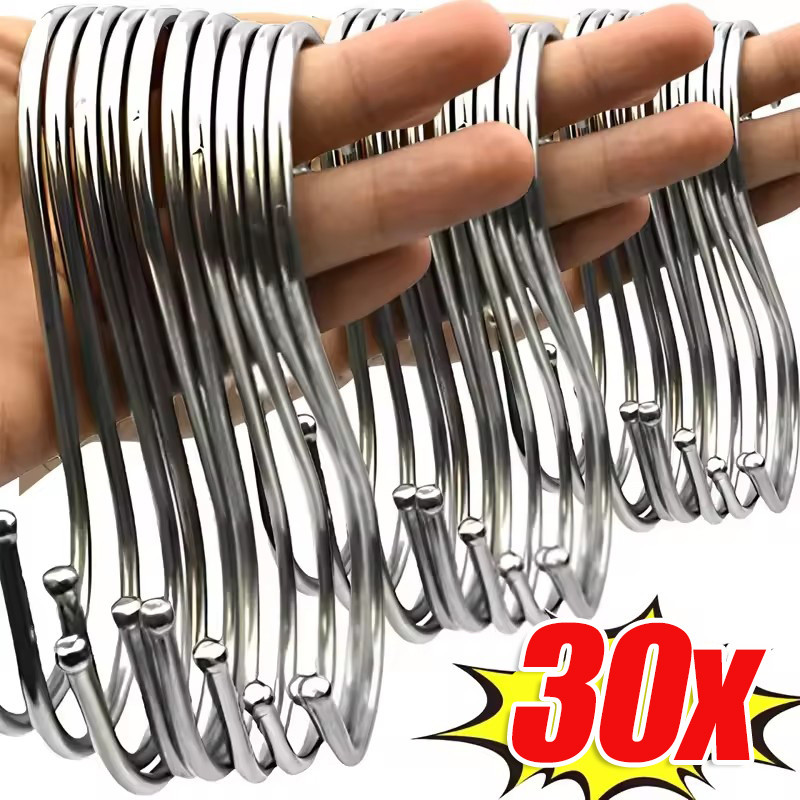 10/20/30 ชิ้นสแตนเลส S-Shaped Hooks - Multi-function เสื้อผ้าหมวกผ้าเช็ดตัว S แขวน Home Organizer