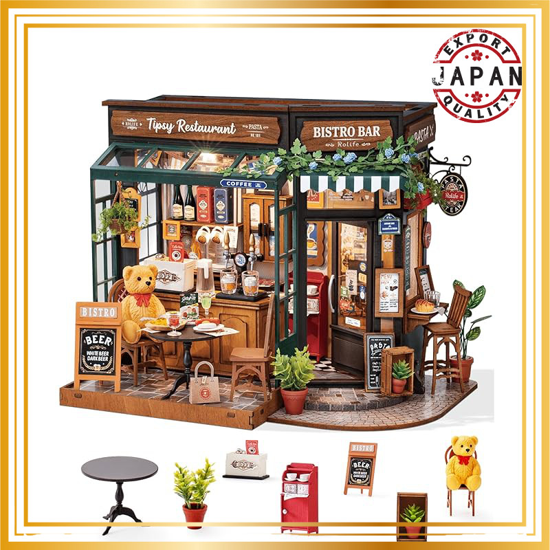 DIY Miniature House Kit - Wooden Dollhouse Puzzle with LED Lighting and Illustrated Instructions【dir