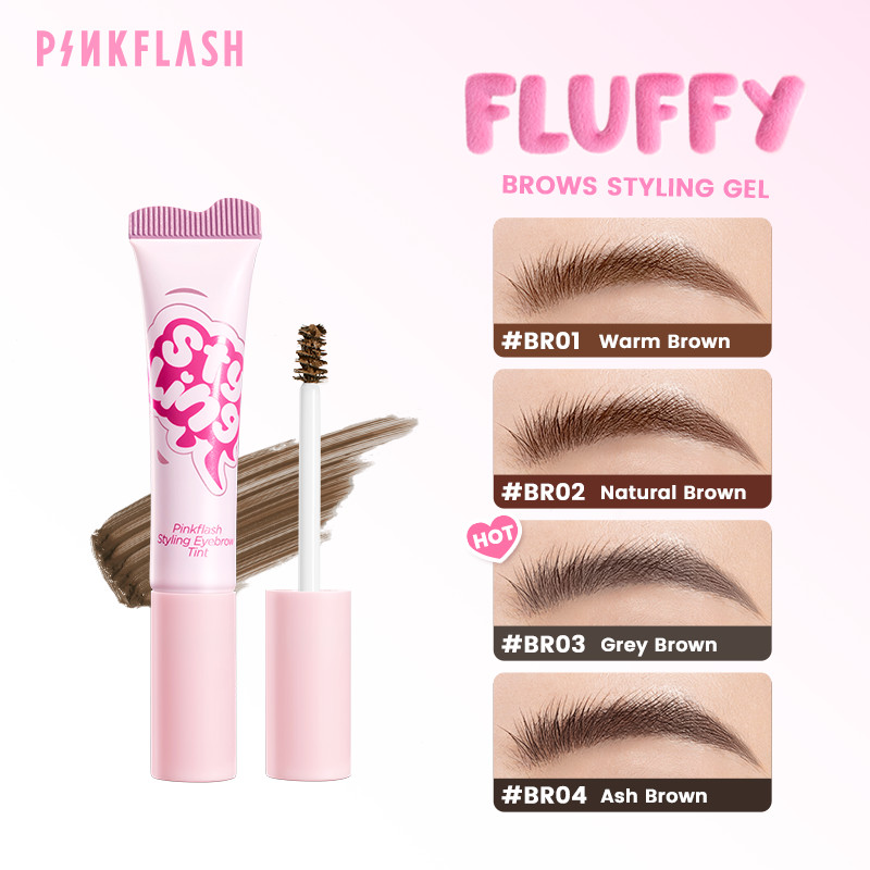 PINKFLASH Fluffy จัดแต่งทรงผม Tinted Brow Gel กันน้ํา 3D Eyebrow Transfer-proof 24H Long-Lasting Tinted Brows