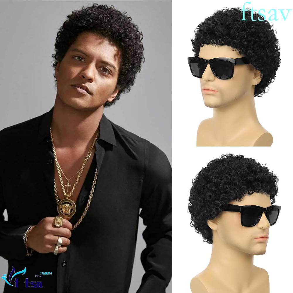 วิกผมสังเคราะห์สำหรับผู้ชาย ทรงหยิกแอฟริกา สไตล์ rocker สำหรับฮาโลวีนและคอสเพลย์