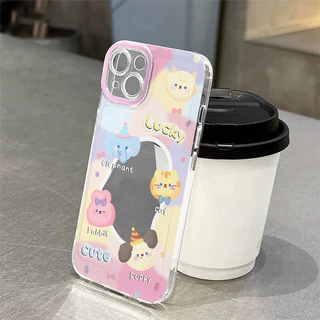 🔥AWIFI🔥เข้ากันได้สำหรับ เคสไอโฟน11 เคส iphone 16 Pro Max 7 8 Plus XR X XS MAX 12 13 14 15 16 เคสใส ช้างลูกแมวน่ารัก