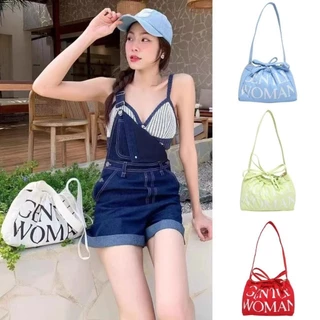 KVK-shop *กระเป๋าสะพายข้างผ้าแคนวาสสีน่ารักมากมีหลายสีให้เลือกbao963