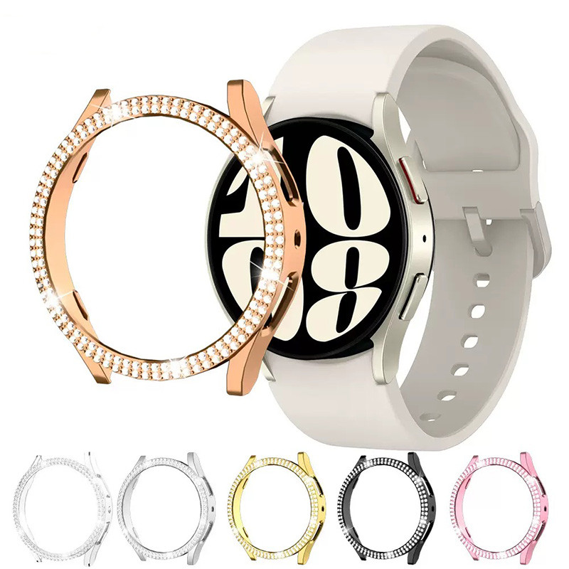 เหมาะสําหรับ Samsung Watch Galaxy watch7 Hollow Half-Pack Diamond Bezel Frame เคสป้องกัน Shock-resis