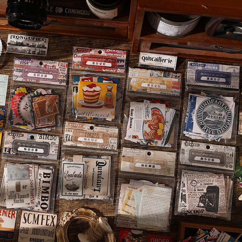50 ชิ้น Vintage การ์ตูน Fragmented Memories Series สติกเกอร์ Journal Deco DIY สติกเกอร์