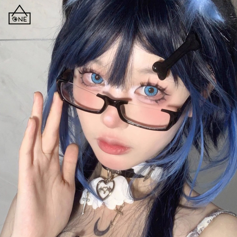 COD❤️แว่นตาแบบครึ่งกรอบเหลี่ยมY2Kสไตล์ญี่ปุ่นแฟชั่นสวมบทบาทแว่นตาสำหรับผู้ชายและผู้หญิง-a.one - รูปที่ 2