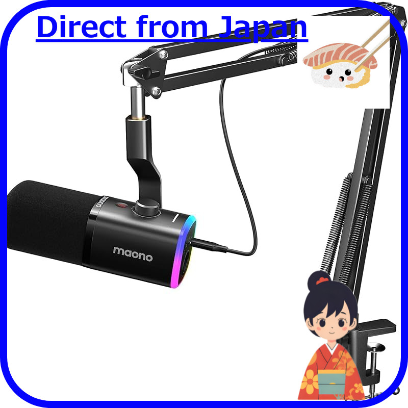 MAONO PD100XS XLR/USB Gaming Microphone Set - Noise-Cancelling Dynamic Mic with Mute Button for PC, 