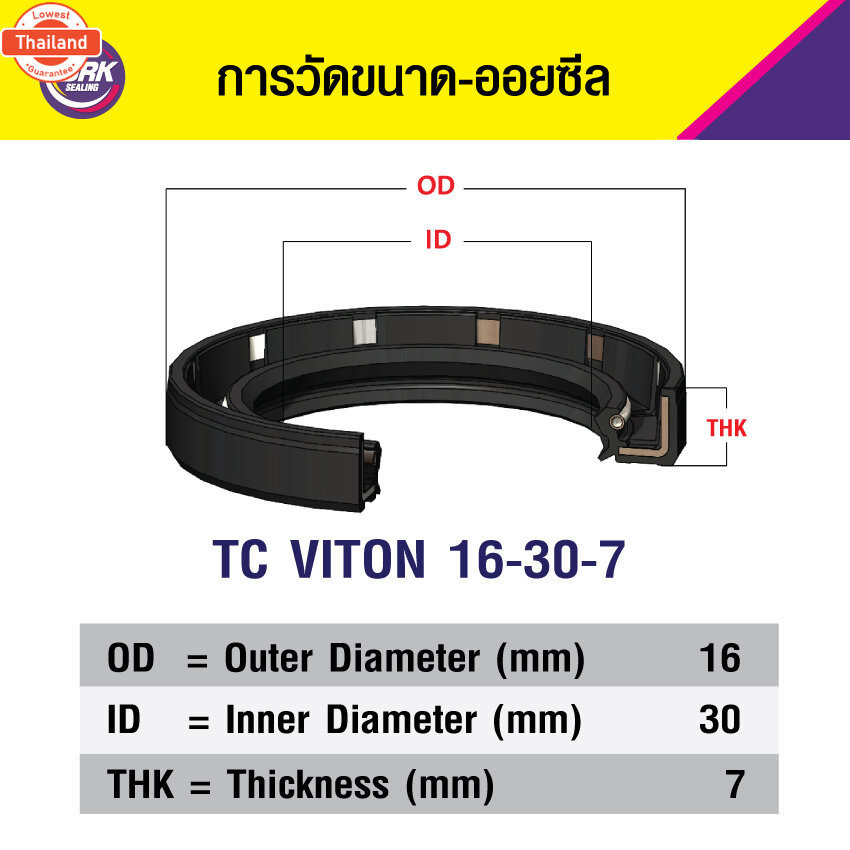 TC 16-30-7 ซีลกันน้ำมัน ออยซีลไวตั้น ซีลกันรั่ว OIL SEAL VITON