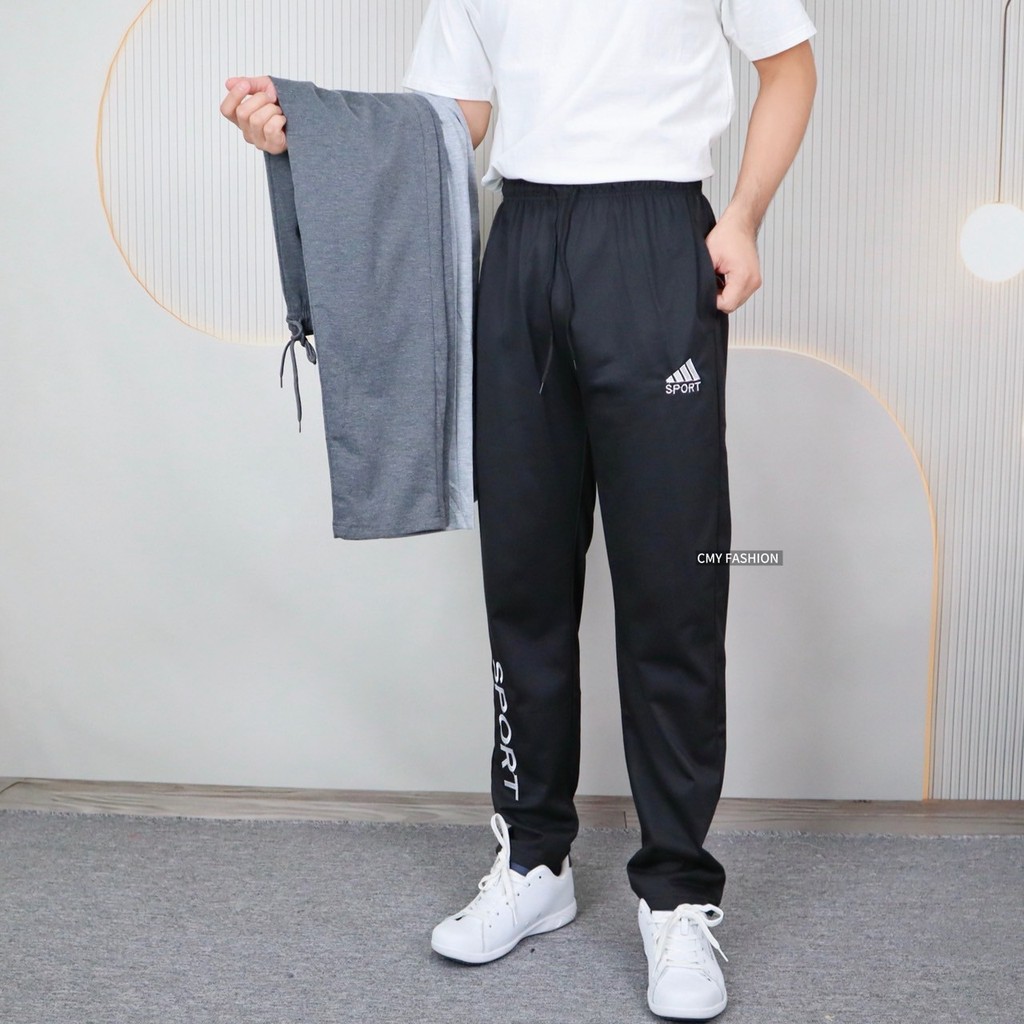 กางเกงขายาวผู้ชาย 9 ส่วน ทรงขากระบอก ปลายขาปล่อย ดีเทลปักลายSPORT ผ้าวอร์ม เนื้อผ้านิ่ม ใส่ออกกำลังกายได้ p2594#