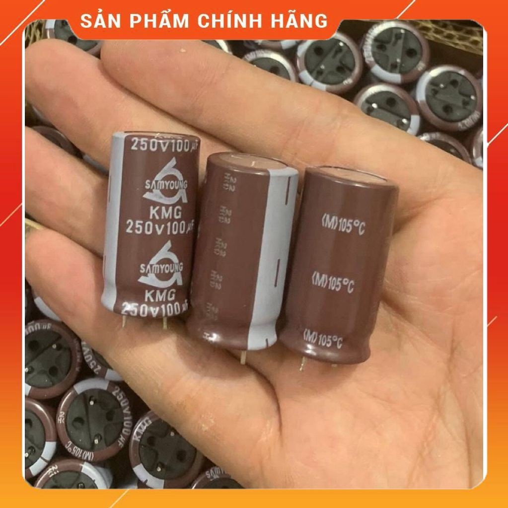 [ 50 ชิ้น ] CAPACITOR 250V 100UF 250V100UF 100UF250V SAMYOUNG BRAND (16x32mm)
