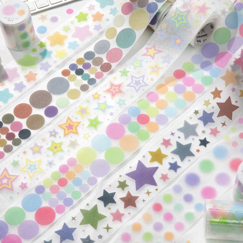 Journal GO 5x200 ซม.Star Cloud เทปสติกเกอร์สําหรับ Scrapbooking Collage Junk Journal DIY Craft Decor กระดาษกาวเทปเครื่องเขียน