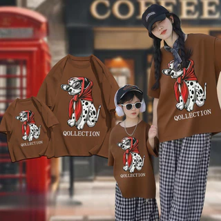 COD (จัดส่งตลอด 24 ชั่วโมง)เสื้อยืดแม่ลูก ลายสุนัขดัลเมเชียน เสื้อครอบครัว แขนสั้น ผ้าคอตตอน แฟชั่นครอบครัว พร้อมส่ง
