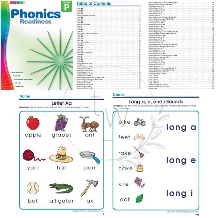 Spectrum Basic Concepts / Learning Letters / Math / Phonics / Reading / Writing Readness Grade P | ห