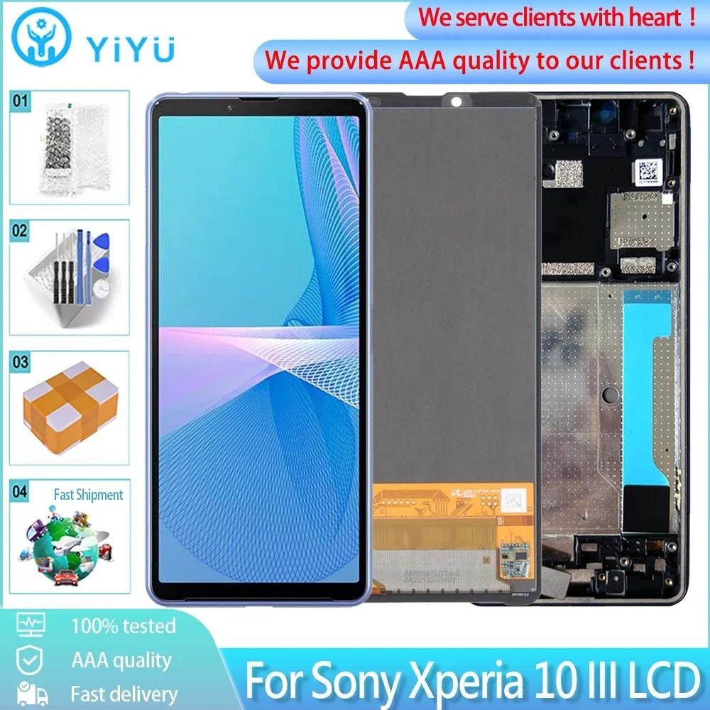 6.0 LCD ต้นฉบับสําหรับ Sony Xperia 10 III จอแสดงผล LCD Touch Screen Digitizer เปลี่ยน SO-52 BSOG04 X