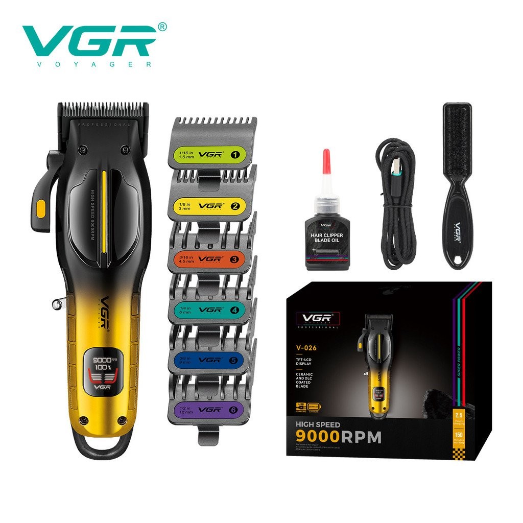 9000RPM Clipper ผมไฟฟ้า Cross-Border ร้านทําผมความเร็วสูง VGR026 จอแสดงผลดิจิตอลผม Clipper หัวน้ํามั