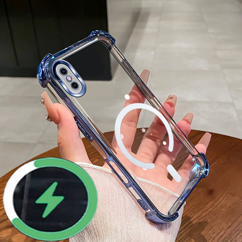 เคสสําหรับ iPhone X XS XS MAX เคสโทรศัพท์ 2025 ใหม่ C-type แผ่นดูดแม่เหล็กกันกระแทกเคสนิ่ม SZ32