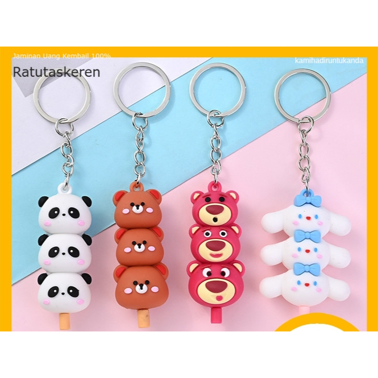 GANTUNGAN SANRIO LOTSO BEAR PANDA KEYCHAIN, AURA SATIN, CUTE, COOL
