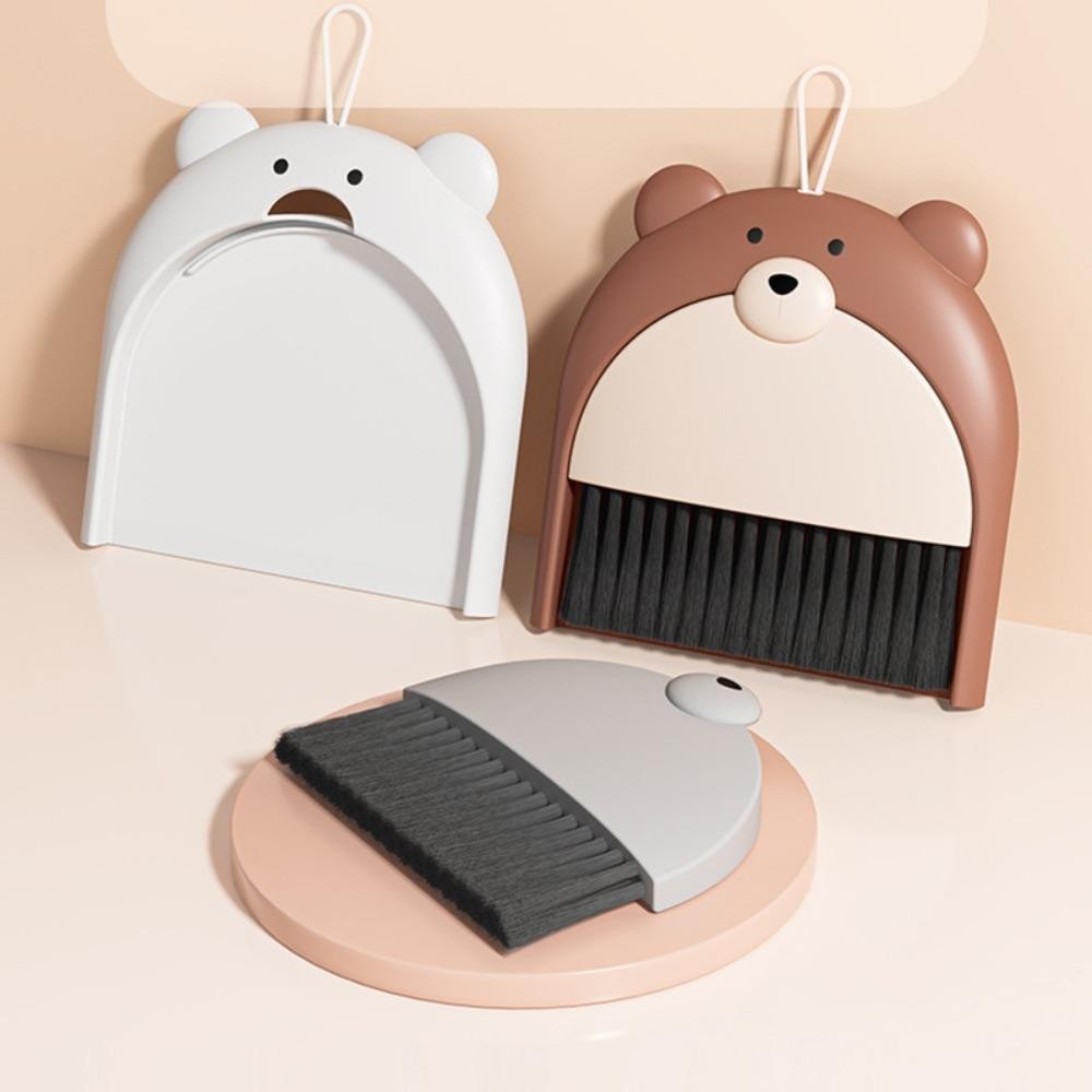 ETHEL ชุดที่โกยผงไม้กวาด, พลั่วขยะตั้งโต๊ะ PP ตุ๊กตาหมี, ที่ตักขยะขนาดเล็กแบบพับได้มัลติฟังก์ชั่นน่ารักในครัวเรือน - รูปที่ 4