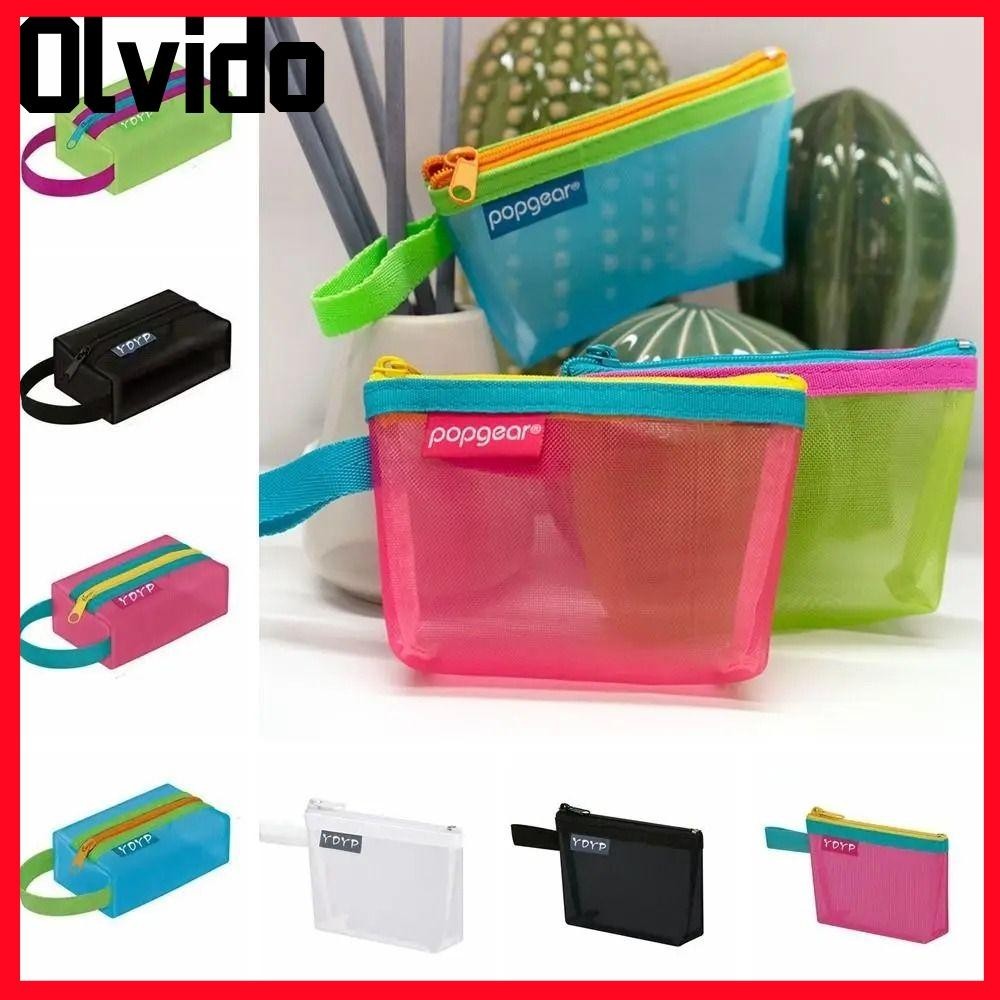 กระเป๋าซิป OLVIDO, ถุงเก็บตาข่ายโปร่งใสแบบพกพา, กระเป๋าใส่เหรียญ Travel Organizer กระเป๋าแฟ้มกระเป๋าลิปสติก