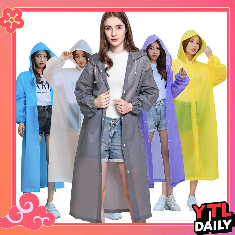 EVA เสื้อกันฝนแฟชั่น ชุดกันฝน สไตล์เกาหลี Rain coats กันน้ำ แบบหนา มีฮู๊ดกันฝน