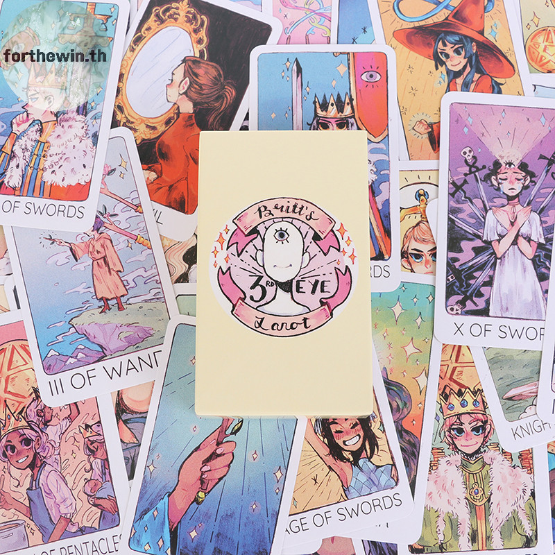 Forthewin 1 กล่อง Britts Third Eye Tarot การ์ดเล่น Tarot Family Party เกมกระดาน 78 การ์ด th
