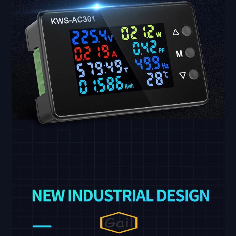 Gail ดิจิตอลโวลต์มิเตอร์แอมป์มิเตอร์ KWS-AC301 จอแสดงผล LED AC 50-300V Power Energy Meter