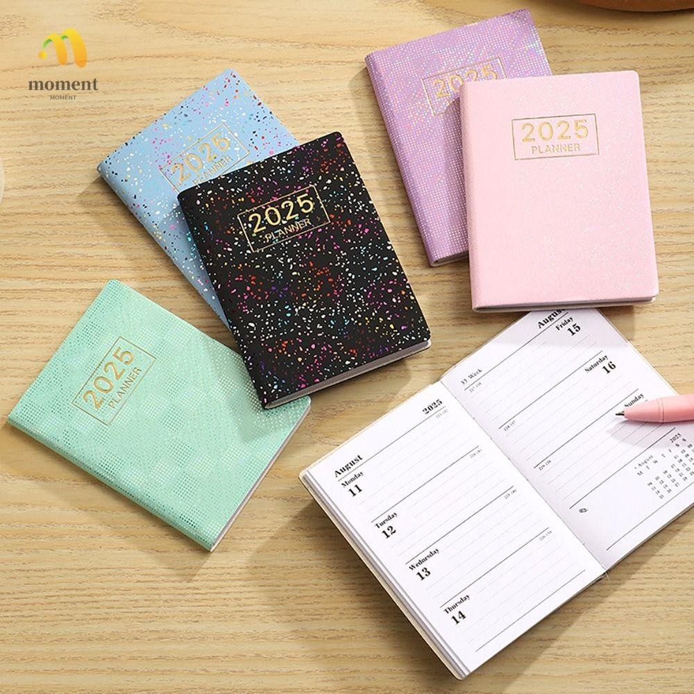 Moment 2025 Agenda Book, Mini Laser 2025 Planner Notebook, Mini with Calendar A7 English Daily Plann