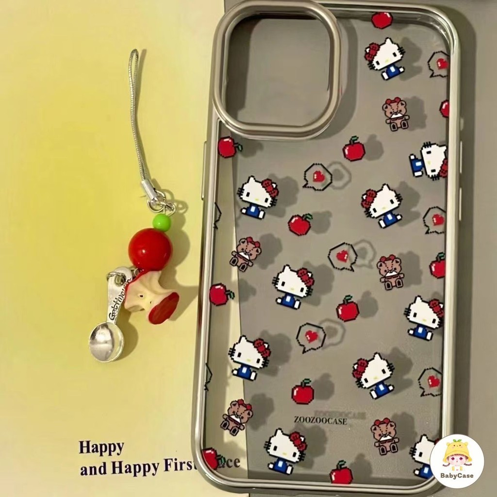 พิกเซลปมโบว์หมีลูกแมวน่ารักลมกรอบไฟฟ้าที่หรูหรา เคส IPhone 12 15 13 14 11 Pro Max XR X XS MAX 7 14 15 8 Plus SE 2020