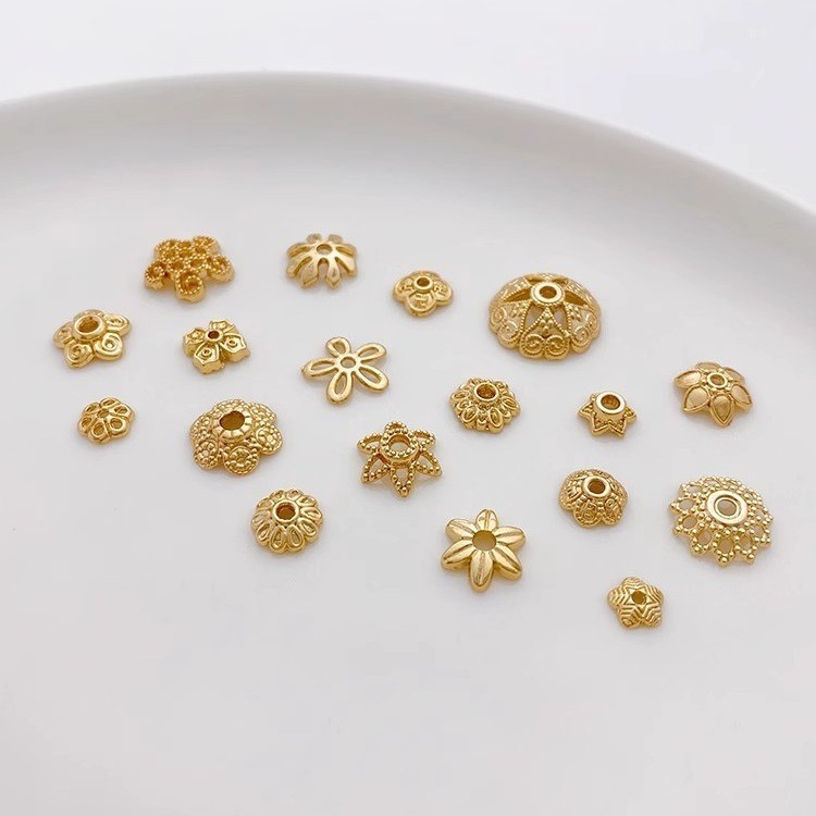 ซองสีทอง14k ที่รองลูกปัดที่ทำด้วยมือ DIY ลูกปัดมุกสร้อยข้อมือสร้อยคอเครื่องประดับหูอุปกรณ์เสริมวัสดุ