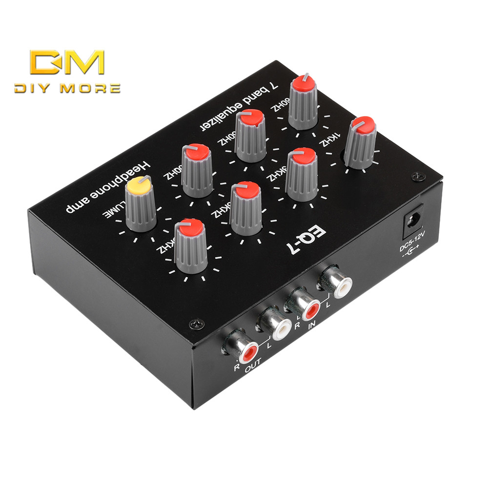 Diymore DC5-12V EQ-7 Seven Stage Balanced Audio Amplifier สูงขนาดกลางและต่ําความถี่ปรับ Preamplifier