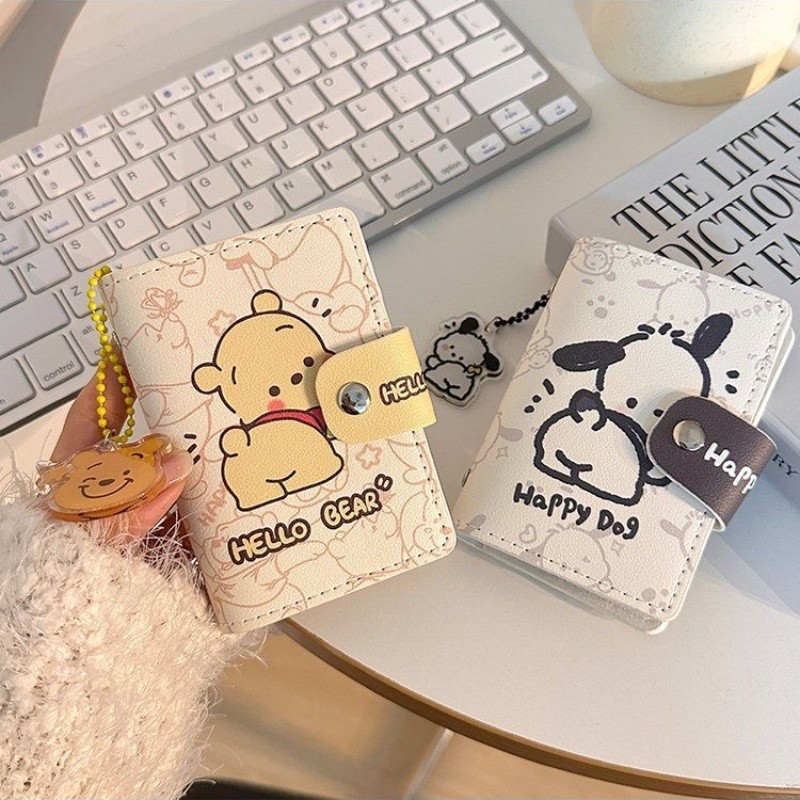 การ์ตูนน่ารัก Sanrio Pachacco Bear Card Holder Case ความจุขนาดใหญ่ 20 Bits IC ขับรถใบอนุญาต Organizer Mini กระเป๋าสตางค์กระเป๋า